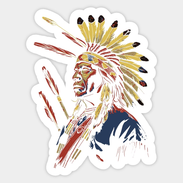 Native American Indian Chief Headdress Warrior Sticker by Wintrly